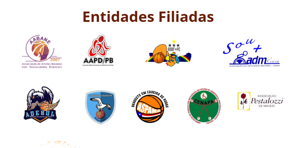 Logotipos das entidades filiadas à Liga Nordeste de Basquete em Cadeira de Rodas
